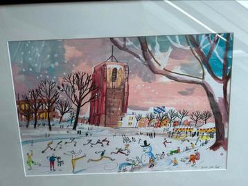 Guus van eck , winter in holland (?) orgineel schilderij beschikbaar voor biedingen
