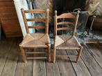 Twee vintage houten kinder stoelen met rieten zitting, Gebruikt, Twee, Bruin, Ophalen of Verzenden