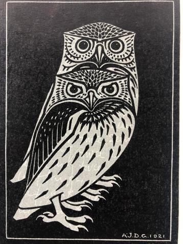 Julie de Graag - Twee uilen - houtsnede - 1921/1995 beschikbaar voor biedingen
