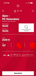 Ajax Volendam fside zuid 1 ticket, Eén persoon