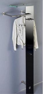 Kapstok Casa Metaal/Glas-zwart 190cm, 150 tot 200 cm, Ophalen, Wandkapstok, Glas