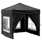 Partytent inklapbaar met zijwanden 2x2 m zwart, Tuin en Terras, Partytenten, Opvouwbaar, Partytent, Minder dan 4 meter, Nieuw