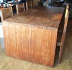 Grote teak houten eettafel  met 6 stoelen, Huis en Inrichting, 200 cm of meer, 100 tot 150 cm, Teakhout, Gebruikt