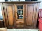 Antieke Teak Houten Kast met Glazen Deur en Lades, Ophalen of Verzenden