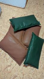 Stoere kussens donkergroen/donkerbruin leerlook, Ophalen, Zo goed als nieuw, Overige kleuren, Vierkant