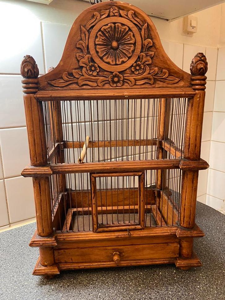 Brocante houten vogelkooi., Antiek en Kunst, Curiosa en Brocante, Ophalen