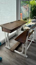 Echte brocante schoolbank 2 persoons, Antiek en Kunst, Ophalen