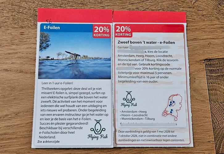 E-foilen 20% korting voor max. 5 pers., Tickets en Kaartjes, Kortingen en Cadeaubonnen