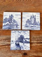 3 Decoratieve tegels - Hollands decor met kastelen, Ophalen of Verzenden