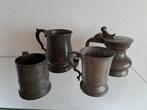 18e, 19e eeuw tinnen pullen, bekers., Ophalen of Verzenden