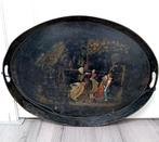 oude geschilderd metalen dienblad, Huis en Inrichting, Woonaccessoires | Dienbladen, Ophalen of Verzenden, Gebruikt, Rond, Metaal