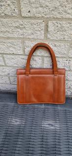 Dames handtas bruin leer jaren 50  vintage 22x28 cm, Ophalen of Verzenden, Gebruikt, Bruin, Handtas