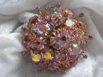 Prachtige Hoog opgewerkte Rose Strass Broche - 60er Jaren, Verzenden, Overige materialen, Broche