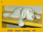 H269 Hond Dimpel klein wit velours hondje Fifi (20cm), Ophalen, Zo goed als nieuw, Hond