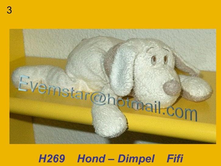 H269 Hond Dimpel klein wit velours hondje Fifi (20cm), Kinderen en Baby's, Speelgoed | Knuffels en Pluche, Zo goed als nieuw, Hond