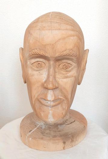 Mannequin etage pop houten beeld hoofd antiek  beschikbaar voor biedingen