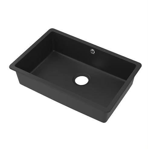 KILSVIKEN inbouwspoelbak, zwart kwartscomposiet, 72x46 cm, Huis en Inrichting, Keuken | Keukenbenodigdheden, Nieuw, Ophalen
