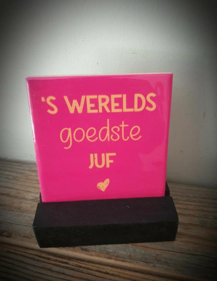 Tekst tegel "Goedste juf" teksttegel met spreuk, Huis en Inrichting, Woonaccessoires | Tekstborden en Spreuken, Nieuw, Ophalen of Verzenden