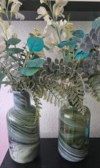 Mooie groene vazen set, Ophalen, Minder dan 50 cm, Groen, Glas
