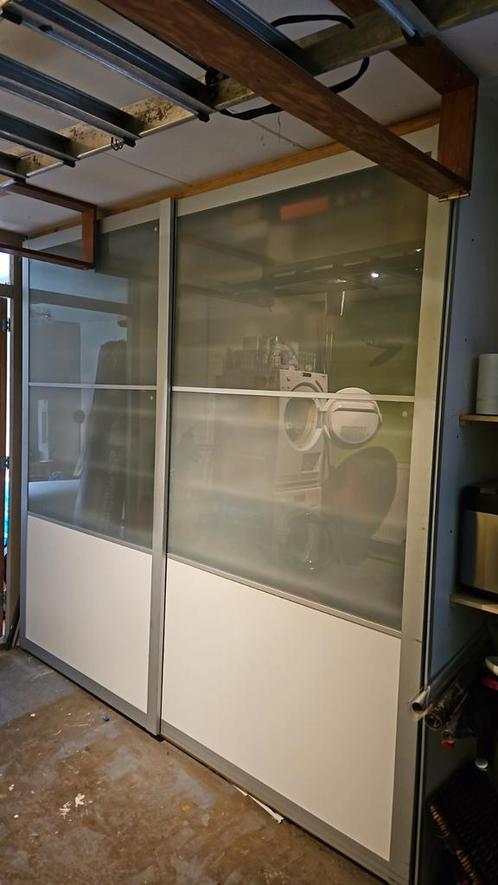 Glazen schuifdeuren met rails, Huis en Inrichting, Kasten | Kledingkasten, Gebruikt, 200 cm of meer, Ophalen