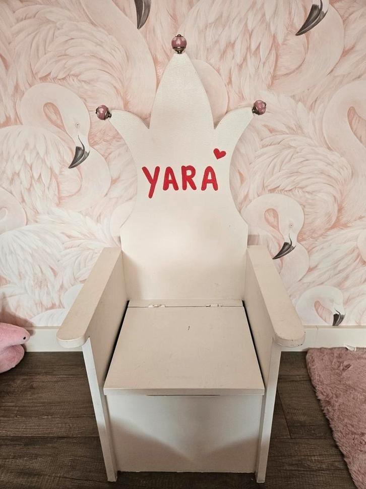 Prinsessen stoel met opbergruimte. klepbankje, Huis en Inrichting, Stoelen, Gebruikt, Eén, Hout, Wit, Ophalen