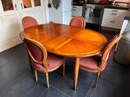 Klassieke uitschuifbare eettafel + 4 stoelen, Huis en Inrichting, Ophalen, Gebruikt, 100 tot 150 cm, 150 tot 200 cm
