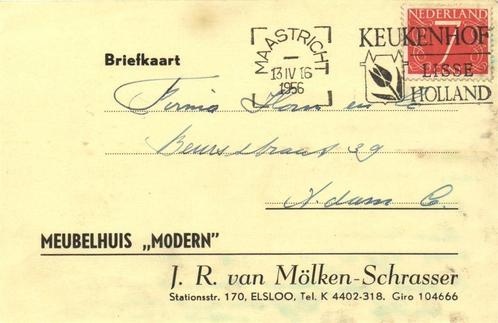 Meubelhuis Modern, Elsloo - 04.1956 - briefkaart, Postzegels en Munten, Brieven en Enveloppen | Nederland, Briefkaart, Ophalen of Verzenden