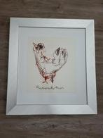 De kip krijttekening van Anton Heyboer in een mooie lijst, Antiek en Kunst, Ophalen