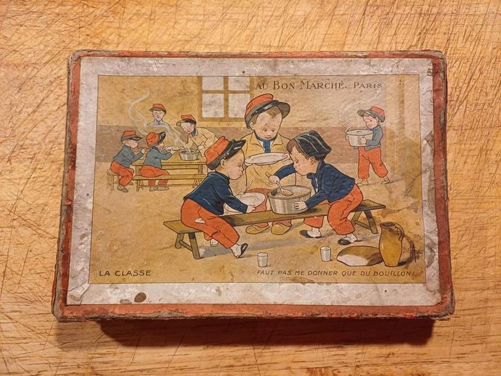 Antieke houten Franse Puzzel Au Bon Marche Paris la Classe, Antiek en Kunst, Curiosa en Brocante, Verzenden