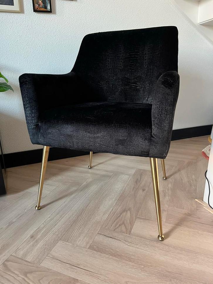 Harper Stoel Zwart Croco Velvet / Richmond, Huis en Inrichting, Fauteuils, Gebruikt, Stof, 50 tot 75 cm, Minder dan 75 cm, Ophalen