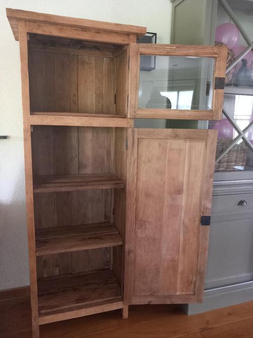 smalle hoge kast reclaimed teak badkamerkast keukenkast, Huis en Inrichting, Kasten | Buffetkasten, Zo goed als nieuw, Minder dan 100 cm