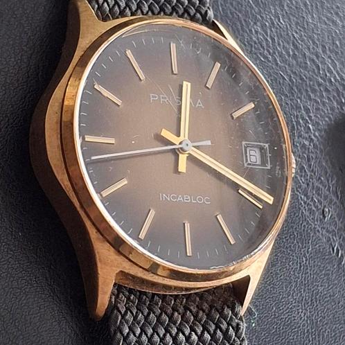 Prisma klokje jaren 70 ? Opwinder met datum weergave.., Sieraden, Tassen en Uiterlijk, Horloges | Antiek, Overige merken, Goud