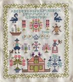 Borduurwerk, zijde, merklap, vintage, Hobby en Vrije tijd, Borduren en Borduurmachines, Ophalen, Gebruikt, Handborduren, Overige typen