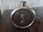 Tinnen Pender Bross – Sheffield zakfles met Golf motief., Antiek en Kunst, Antiek | Tin, Ophalen of Verzenden