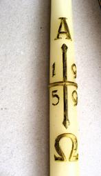 Vintage lithurgische doopkaars uit 1959, Antiek en Kunst, Antiek | Religie, Ophalen of Verzenden