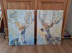 2 mooie schilderijen herten ( canvas), Huis en Inrichting, Woonaccessoires | Schilderijen, Tekeningen en Foto's, Ophalen, 50 tot 75 cm