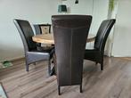 6 eettafel stoelen, Huis en Inrichting, Stoelen, Vijf, Zes of meer stoelen, Gebruikt, Leer, Bruin