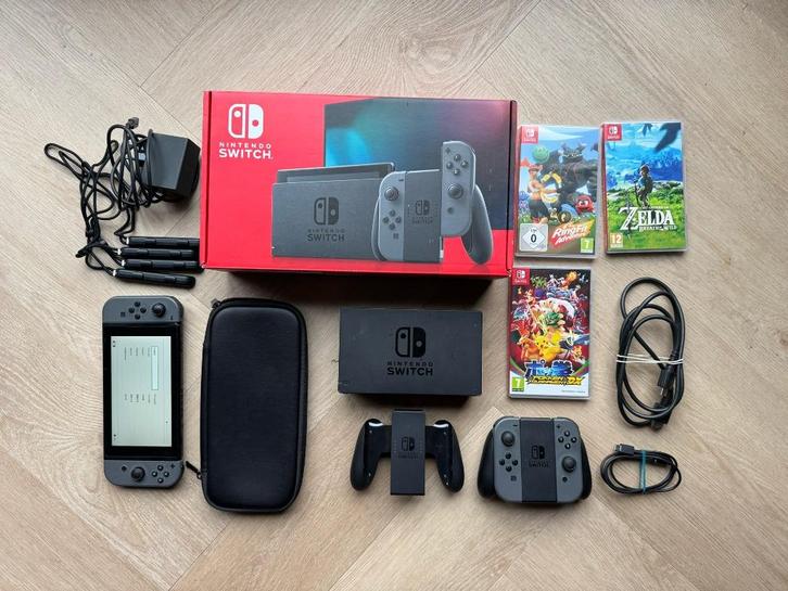 Nintendo Switch Console - V2 (zwart/grijs) + joycons + games, Spelcomputers en Games, Spelcomputers | Nintendo Switch, Gebruikt