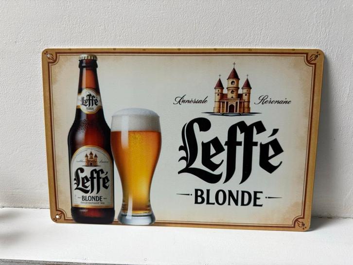 Leffe Blonde Metalen Reclamebord 30 bij 20, Verzamelen, Merken en Reclamevoorwerpen, Ophalen of Verzenden
