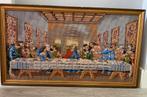 Vintage geborduurd en ingelijst ‘de laatste avondmaal, Hobby en Vrije tijd, Borduren en Borduurmachines, Ophalen of Verzenden
