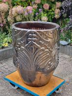 Zware hoge 64 cm plantenbak,  brons bruin, Tuin en Terras, Ophalen, Gebruikt