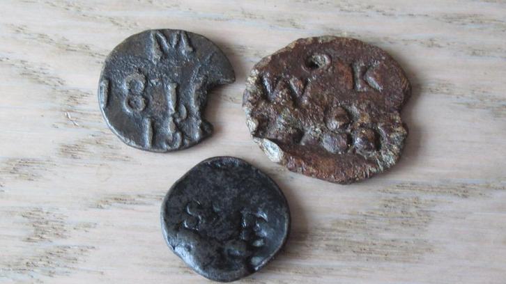 Armen loden 3 stuks / 1780 WK / 1816 M  bodemvondst, Postzegels en Munten, Munten | Nederland, Setje, Overige waardes, Vóór koninkrijk