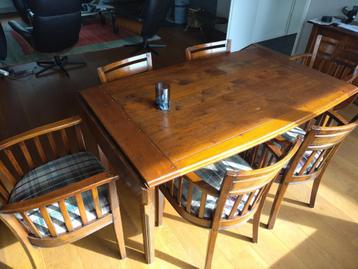 Ophalen: Eethoek  95 x 195 -175 of 155 cm en 6 stoelen beschikbaar voor biedingen