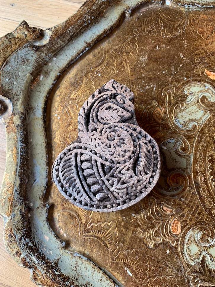 Houten batik stempel, India, olifant/ pauw stempel, Hobby en Vrije tijd, Stempelen, Houten stempel, Ophalen of Verzenden