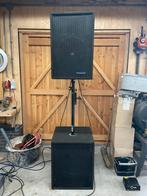 Complete renkus heinz set 2x 18inch sub 2x 15 inch top!, Gebruikt, Complete surroundset, 120 watt of meer, Ophalen