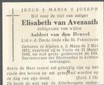 Alphen1872-Venlo 1949 Elisabeth v. Avezaath/ A. v.d. Heuvel, Verzamelen, Bidprentjes en Rouwkaarten, Bidprentje, Verzenden