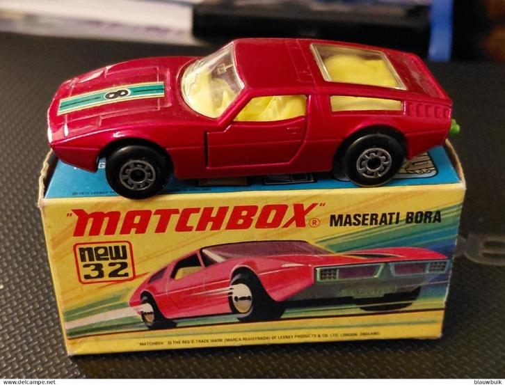 Matchbox 32d Maserati Bora Type doos "I", Hobby en Vrije tijd, Modelauto's | Overige schalen, Zo goed als nieuw, Auto, Ophalen of Verzenden