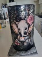 Decoupage vaas Olifantjes, Overige kleuren, Ophalen of Verzenden, Minder dan 50 cm, Glas