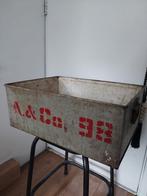 Toffe grijs groene industriële metalen bak kist vintage, Minder dan 50 cm, Gebruikt, 50 tot 100 cm, Ophalen of Verzenden