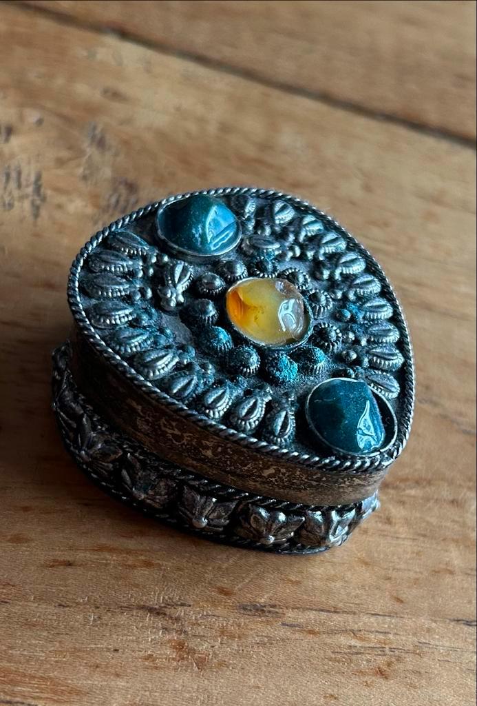 Antiek Pillendoosje met Stenen Inleg, Antiek en Kunst, Antiek | Overige Antiek, Ophalen of Verzenden